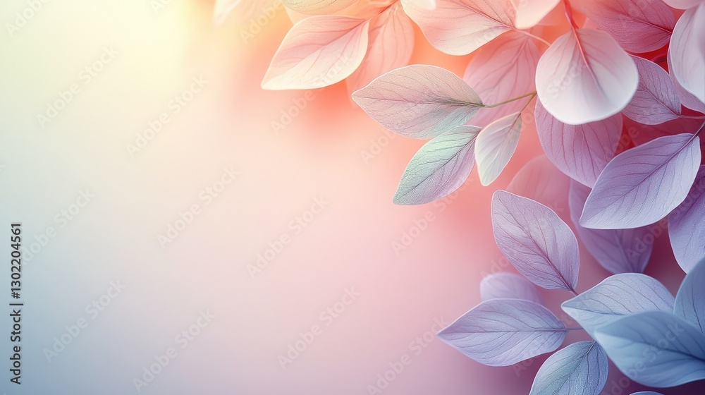 Fototapeta premium Soft Pastel Leaves on a Subtle Gradient Background for Design Use