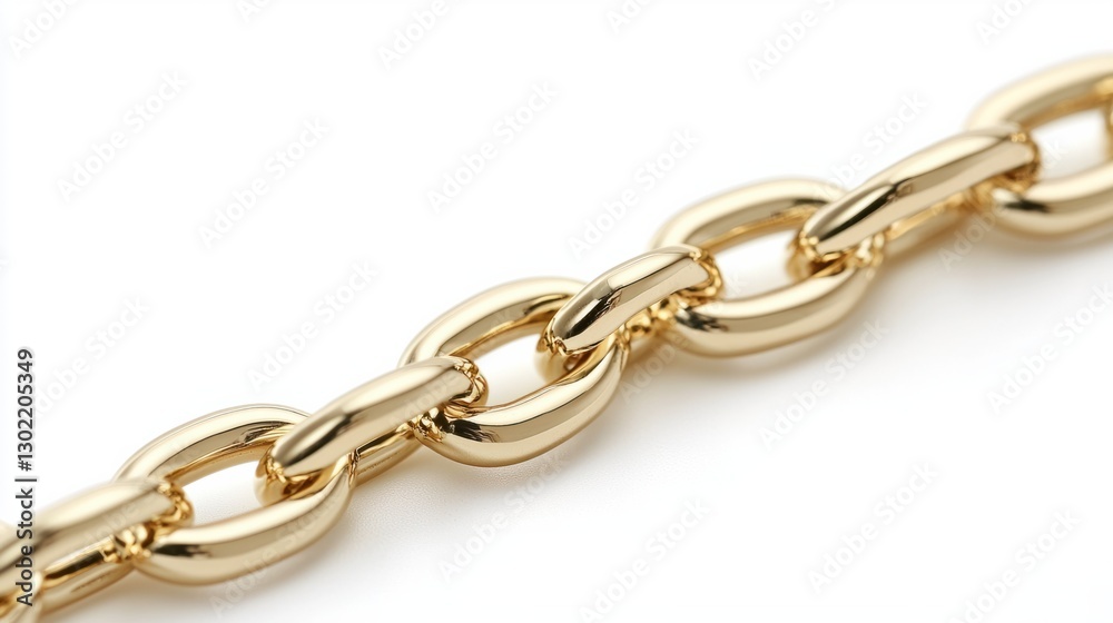 Obraz premium Close-Up of Elegant Gold Chain with Polished Links Isolated on White