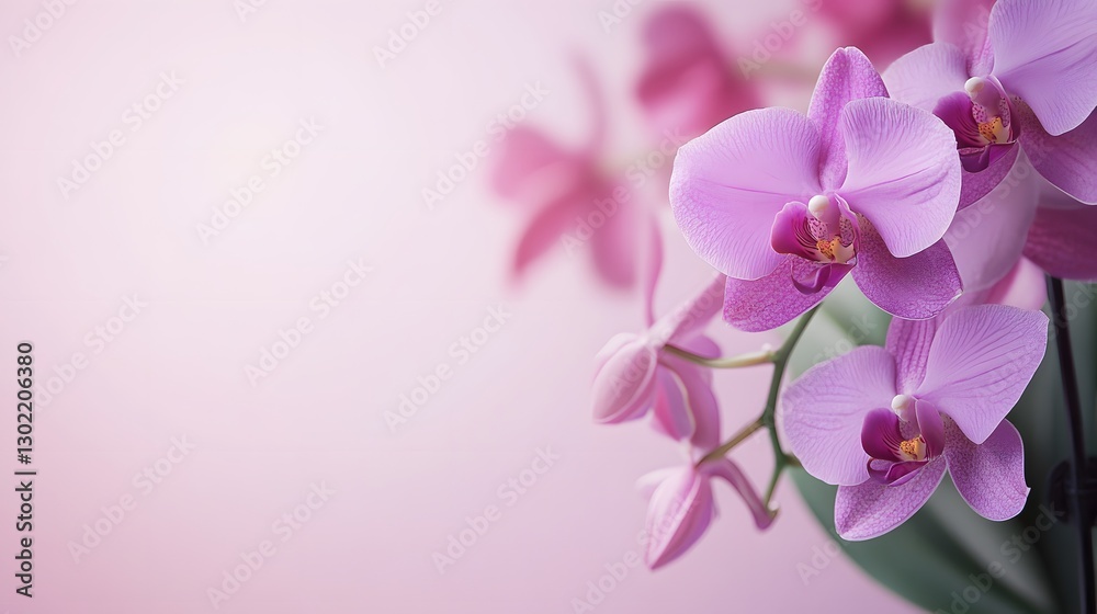 Fototapeta premium Beautiful purple orchids blooming elegantly against a soft colored background