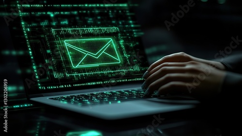 Night-time email phishing attempt on laptop photo