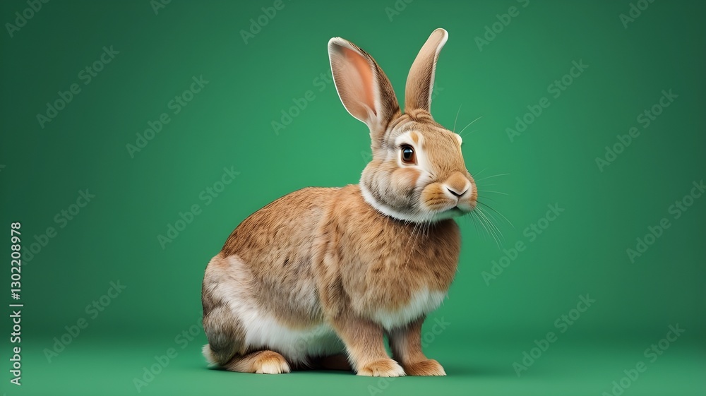 Fototapeta premium AI-Generated Cute Rabbit in Front of a Green Screen