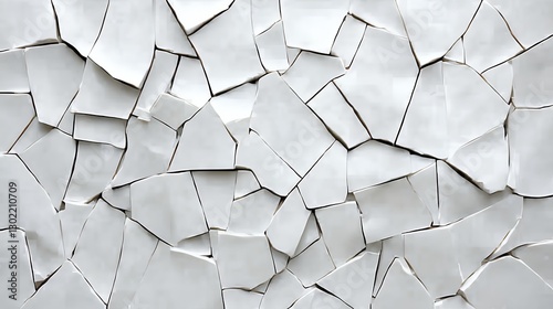 Cracked White Surface with Fragmented Patterns and Textures