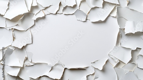 Torn White Paper Frame with Blank Space for Text or Images