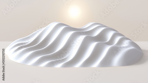 Abstract White Waves on a Minimalist Background with Soft Lighting