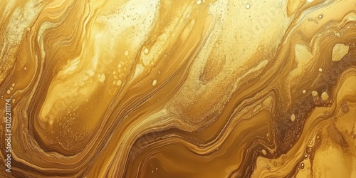 Golden swirls and patterns create an abstract fluid art piece