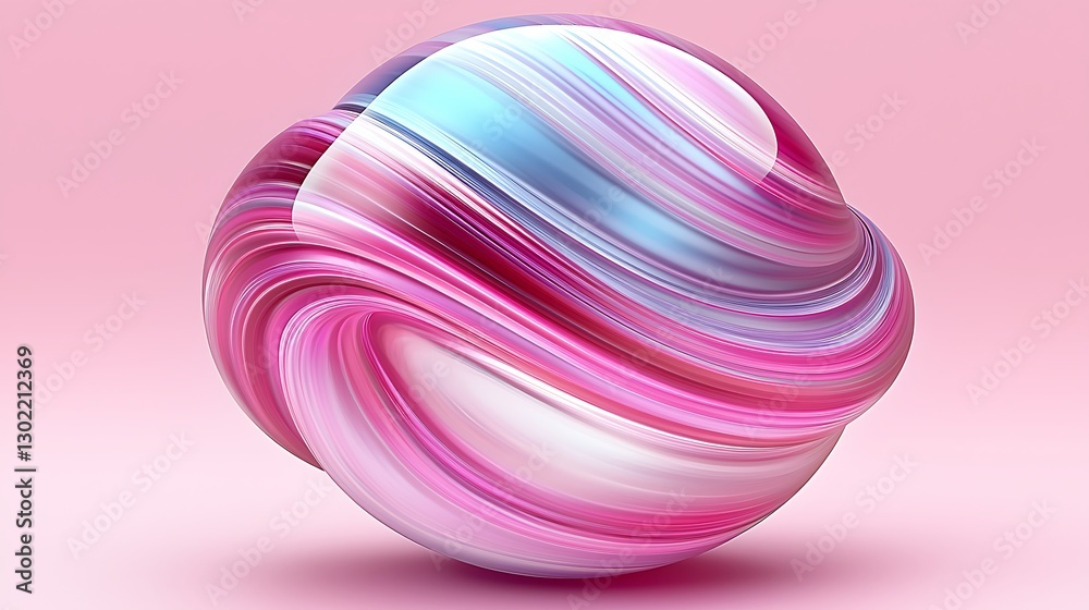 Obraz premium Abstract swirl sphere on pink backdrop