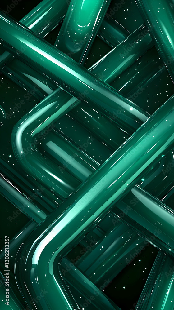 Obraz premium Abstract green tubes, dark background, design