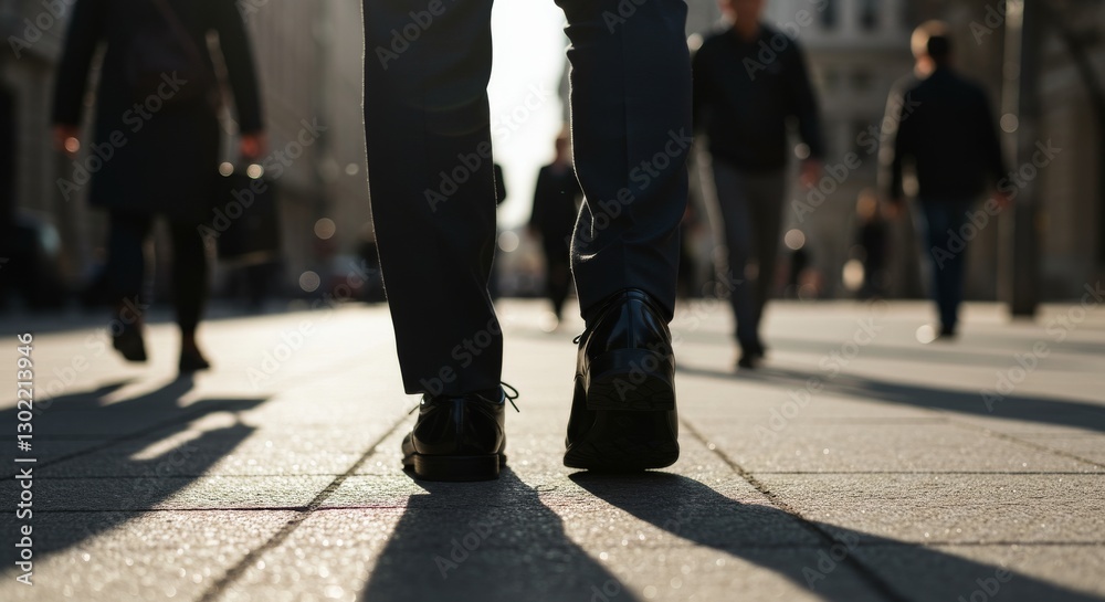 Naklejka premium Close-up of businessman walking on city street