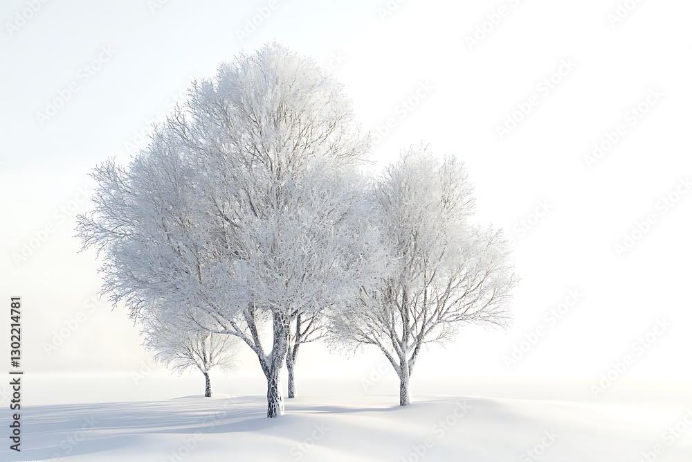 Fototapeta premium Frozen winter forest with snow covered trees. Coniferous forest.