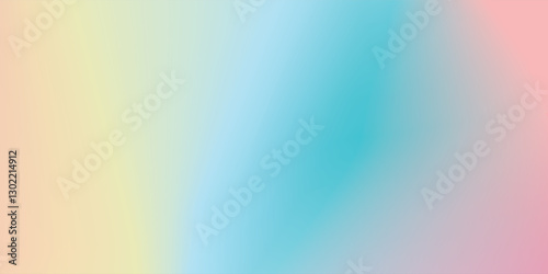 Abstract clear blue sky. Pastel rainbow. Light blue, pink and yellow color vector banner. Pastel gradient sky pattern. Blurred light fuzz colorful gradient background.