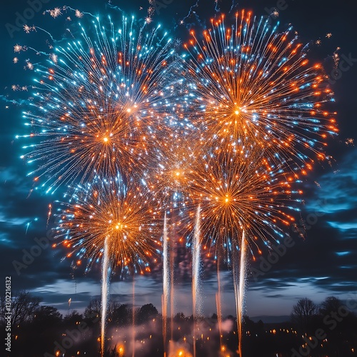 Night Sky Fireworks Display (1)