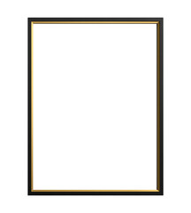 Vertical thin black frame isolated on transparent background
