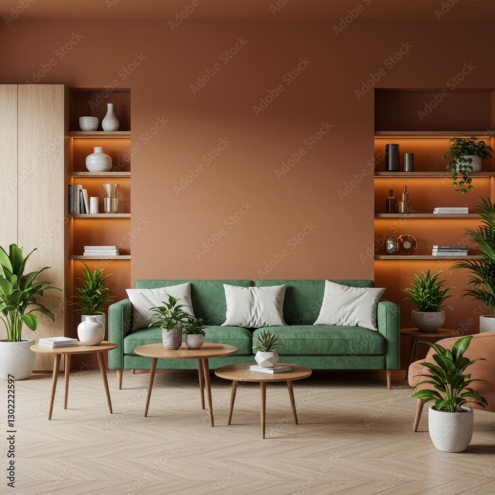 Fototapeta premium Warm Earthy Living Room with Modern Design