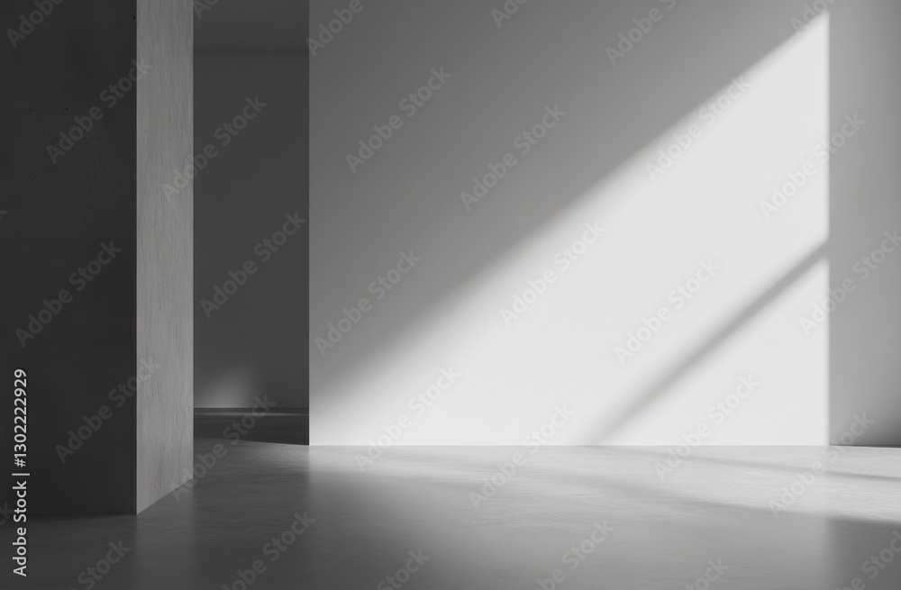 Obraz premium Minimalist sunlit empty room interior.