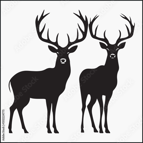 silhouette of a buck and doe