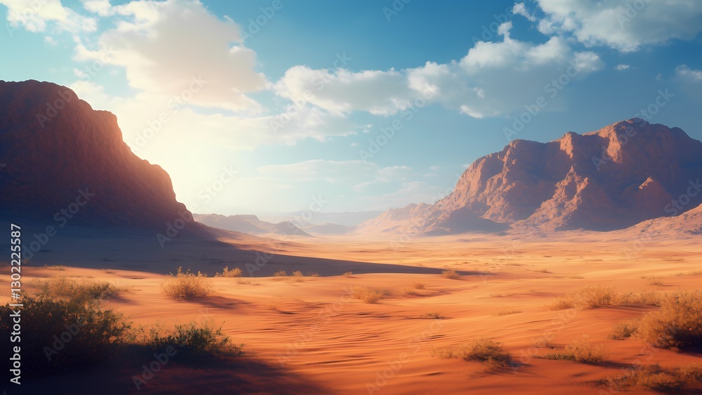 Fototapeta premium A beautiful desert mountain , afternoon light ,realistic hight contrast.