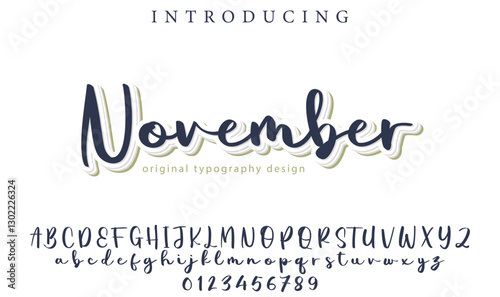 November Font Stylish brush painted an uppercase vector letters, alphabet, typeface