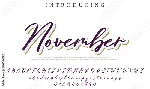 November Font Stylish brush painted an uppercase vector letters, alphabet, typeface