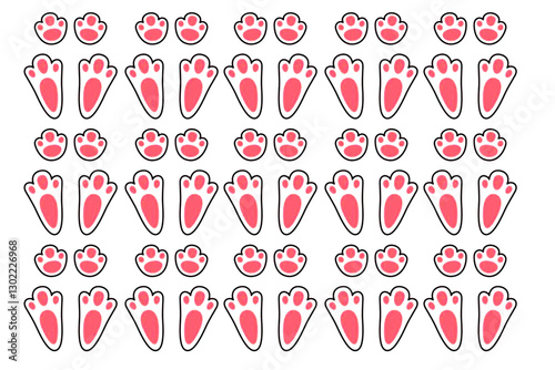vector Easter with little bunny feet Set of vector cartoon characters
