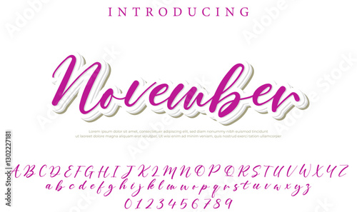 November Font Stylish brush painted an uppercase vector letters, alphabet, typeface