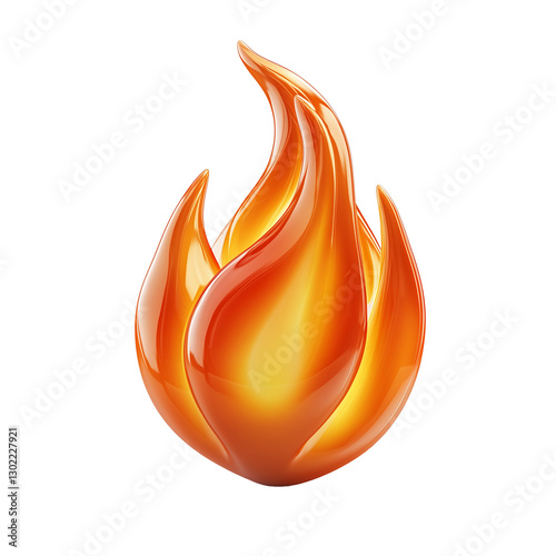 3D icon of fire isolated on transparent background