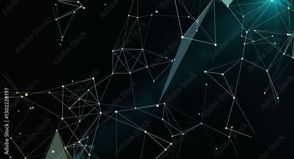 Abstract digital network background with glowing points and connecting lines on black Abstract digital network background with glowing points and connecting lines on black