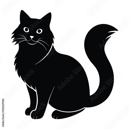Minimalist ragdoll cat silhouette icon for pet websites and branding