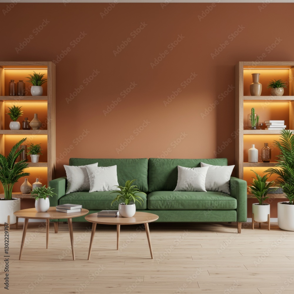 Obraz premium Warm Earthy Living Room with Modern Design