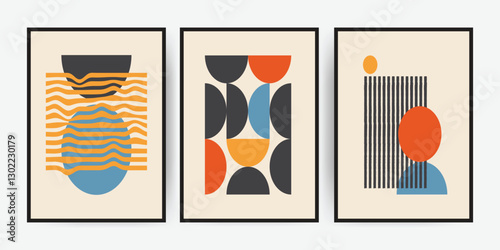 Aesthetic abstract wall decoration poster. Geometric Bauhaus Abstract Shape. Trendy modern contemporary vector illustration.