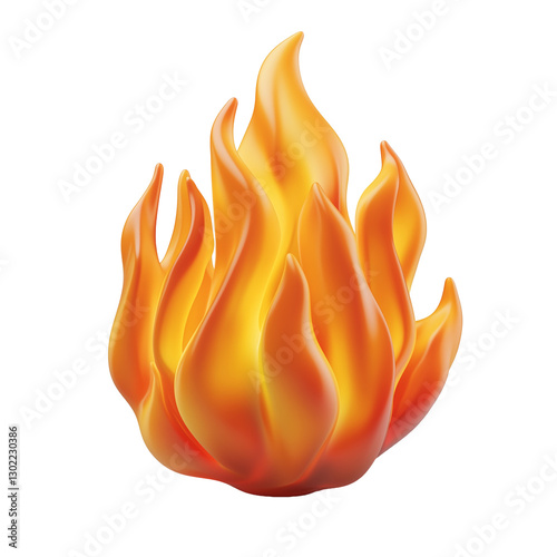 3D icon of fire isolated on transparent background