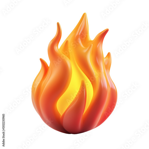 3D icon of fire isolated on transparent background