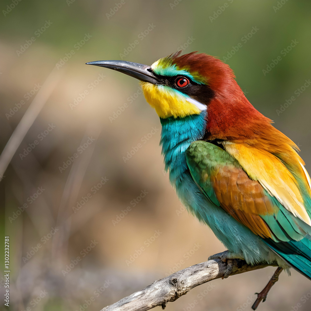 Fototapeta premium beautiful vertical closeup shot of a colorful bee