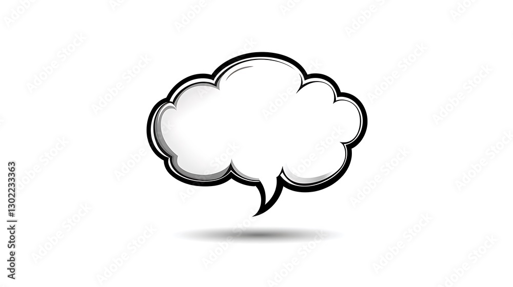 Hand-Drawn Speech Bubble Illustration: Blank Thought Cloud Design AI Generated