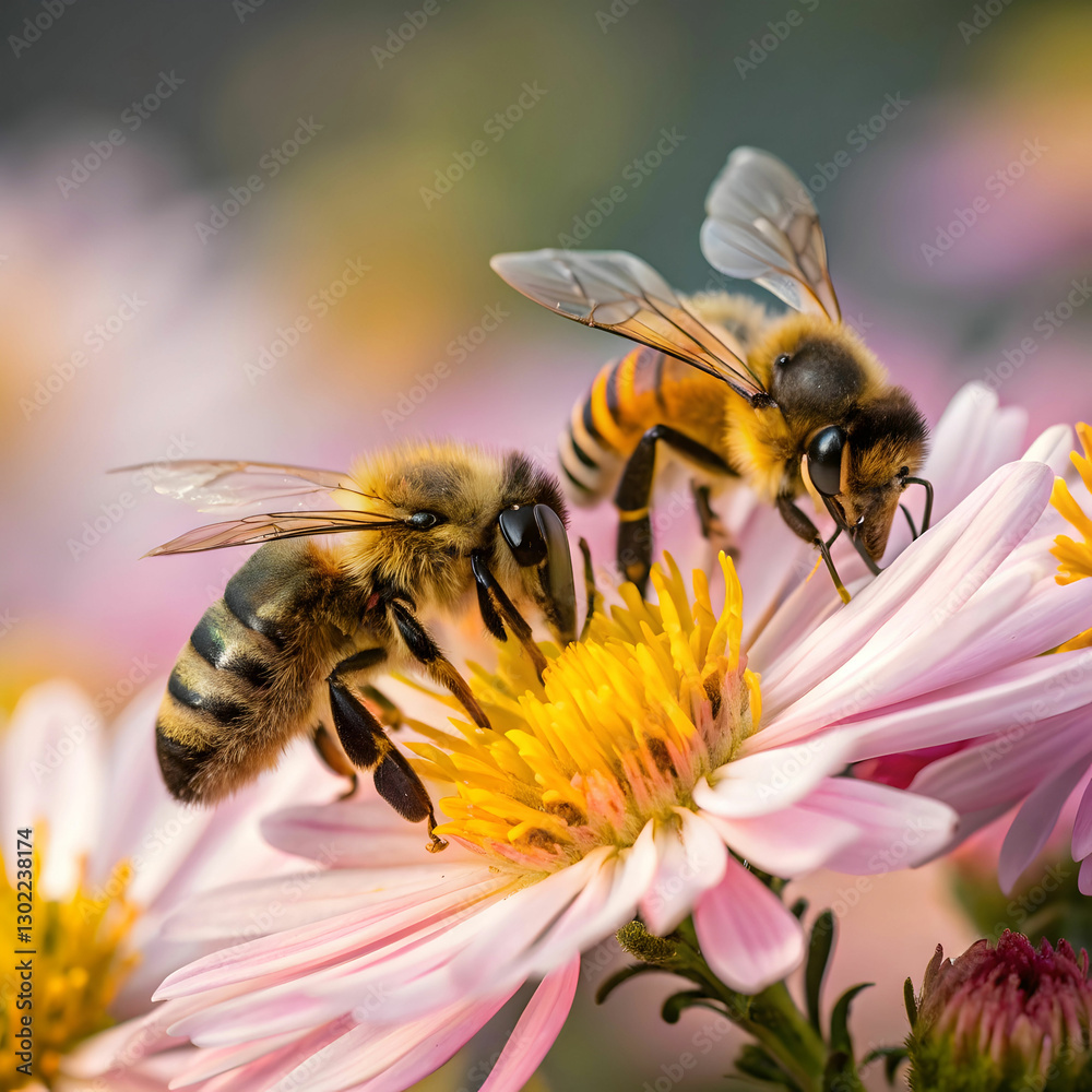 bees on flower focused bees on flower focused