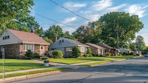 A small suburban community in Saddle Brook, New Jersey, with cozy homes and tree-lined streets. photo
