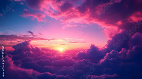 dark navy blue-navy blue-bright fuchsia pink hyper realistic mysterious professional photo dark navy blue-bright pink fuchsia stunning lucid dream sunrise among the beautiful clouds