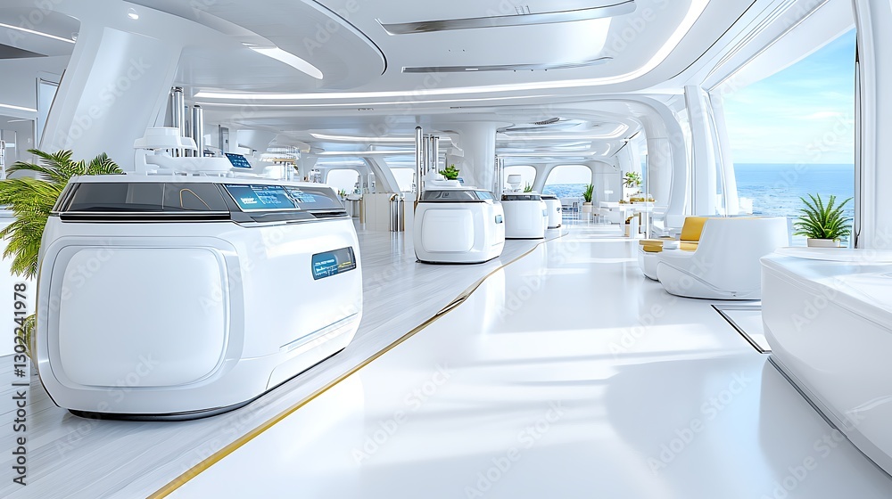 Futuristic tech in modern office design a bright perspective Futuristic tech in modern office design a bright perspective