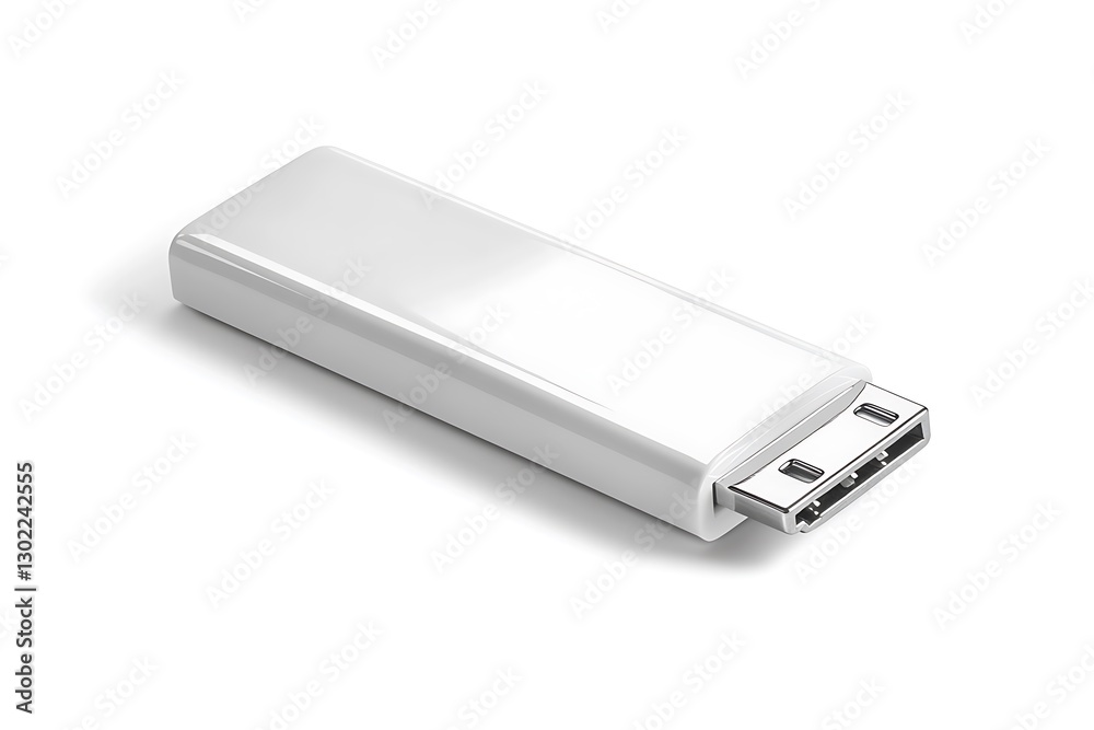 White USB flash drive isolated on white background. White USB flash drive isolated on white background.