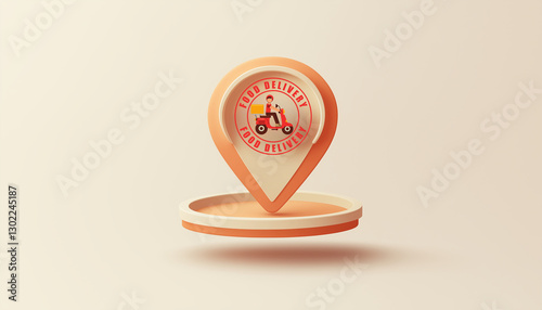 A modern food delivery pin icon representing navigation for ordering meals online. Ideal for apps and services aiming to enhance user experience.