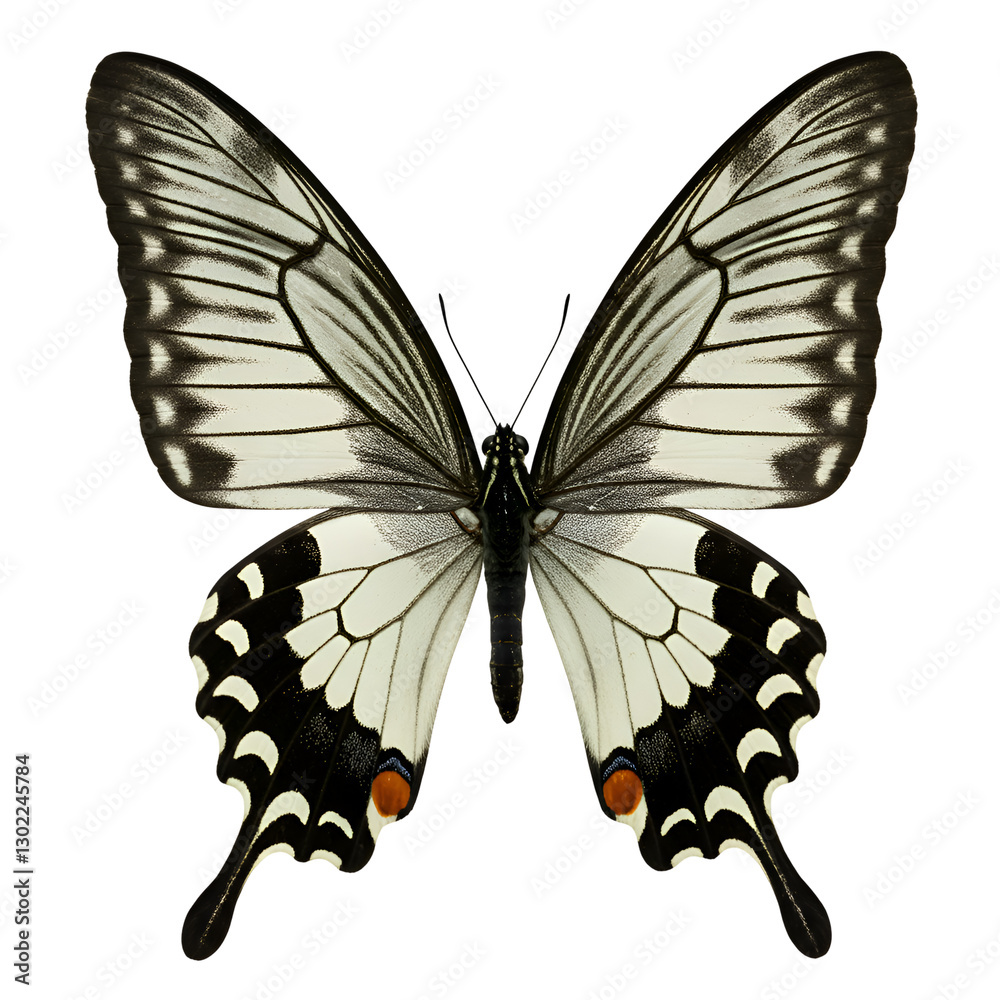 Obraz premium Elegant Black White Butterfly Wings Nature Insect Macro Photography art image fauna animal design