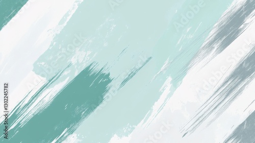 Pastel mint and gray abstract design with dynamic brush strokes and soft textures creating an incomplete artistic expression