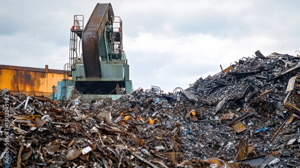 Large-Scale Industrial Recycling Plant Processing Scrap Metal into Sustainable Steel Large-Scale Industrial Recycling Plant Processing Scrap Metal into Sustainable Steel