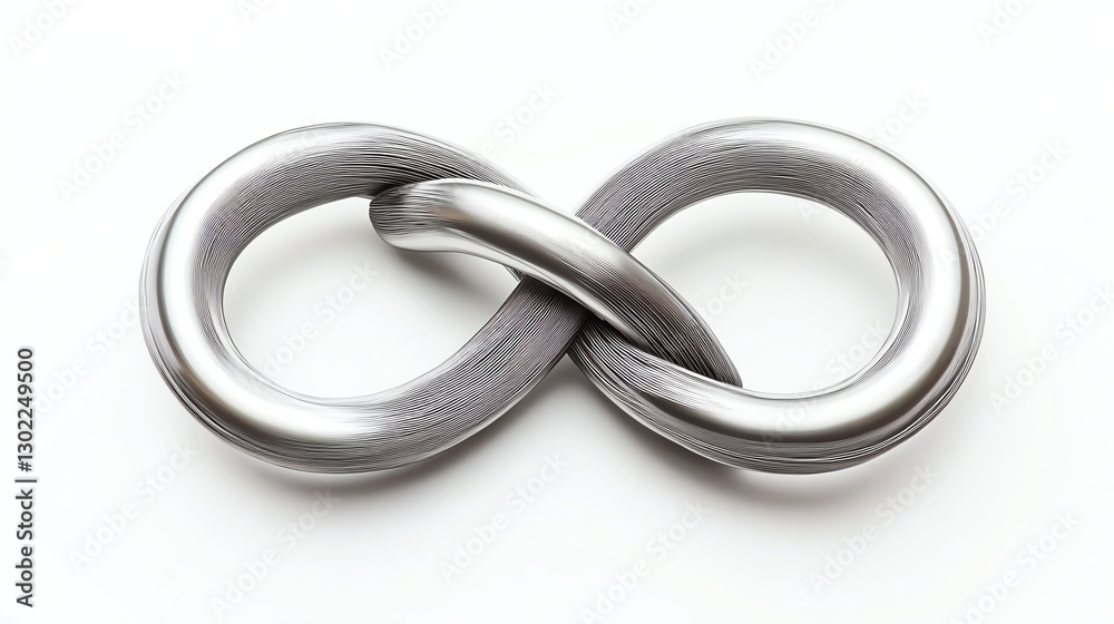 Metallic infinity symbol on a white isolated background. Metallic infinity symbol on a white isolated background.