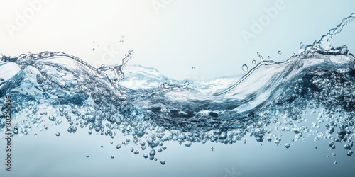 Fototapeta Naklejka Na Ścianę i Meble -  Flowing water with bubbles creates dynamic visual texture