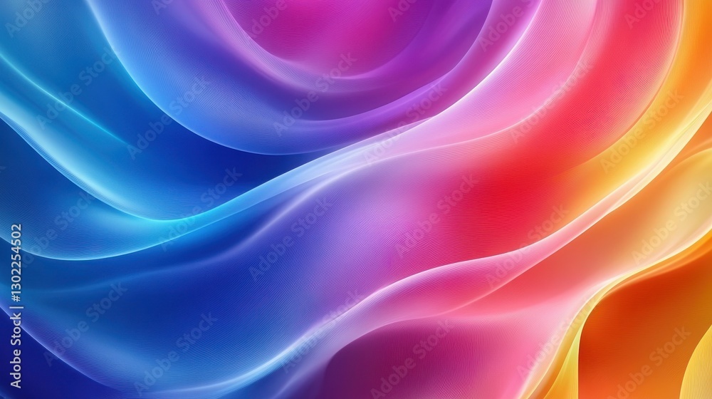 Fototapeta premium Colorful abstract wavy pattern with smooth gradients and highlights