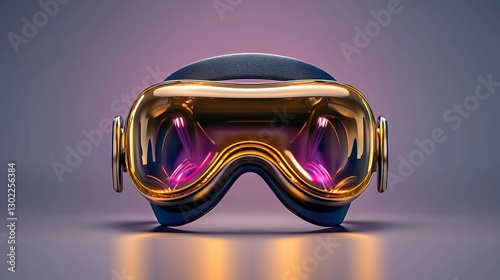 Futuristic Gold And Purple Goggles On Reflective Surface
