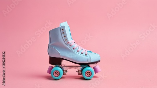  vibrant retro roller skate on a pastel backdrop