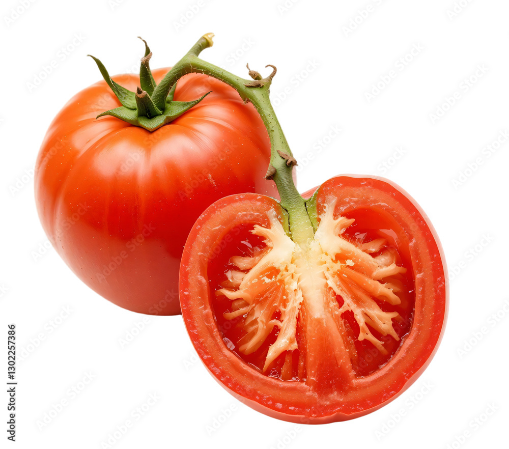 Fototapeta premium Fresh and Half Cutting Tomato on transparent background