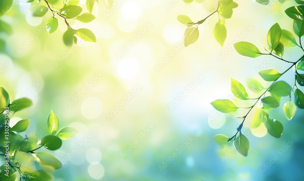 Beautiful blurred spring background with bokeh, green and blue colors, blurred nature, spring light background with sun rays and defocused elements Beautiful blurred spring background with bokeh, green and blue colors, blurred nature, spring light background with sun rays and defocused elements