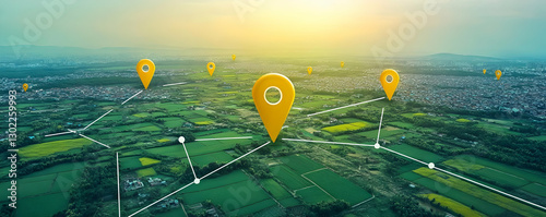 Global location tracking, rural landscape